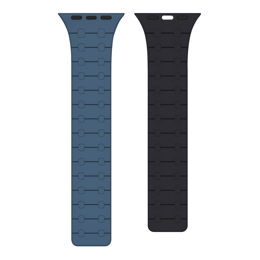 Magnetic silikónový remienok na Apple Watch Ultra 4/3/2/1 49mm/12/11/10 46mm - modrý/tmavomodrý