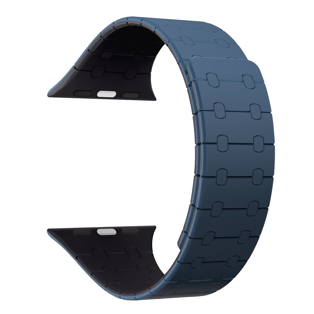 Magnetic silikónový remienok na Apple Watch Ultra 4/3/2/1 49mm/12/11/10 46mm - modrý/tmavomodrý