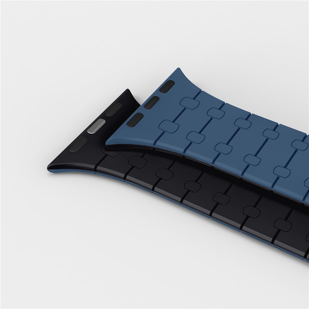 Magnetic silikónový remienok na Apple Watch Ultra 4/3/2/1 49mm/12/11/10 46mm - modrý/tmavomodrý