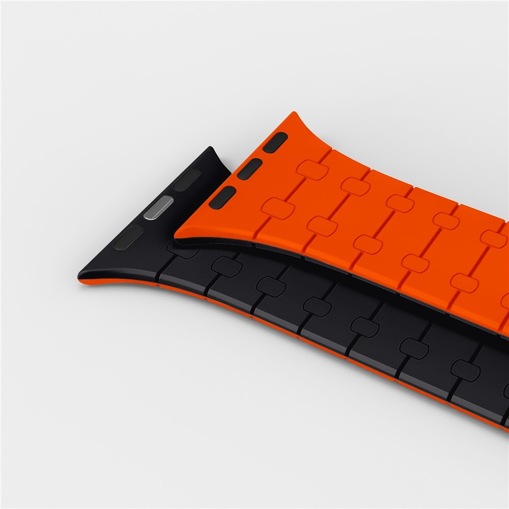 Magnetic silikónový remienok na Apple Watch Ultra 4/3/2/1 49mm/12/11/10 46mm - oranžový/tmavomodrý