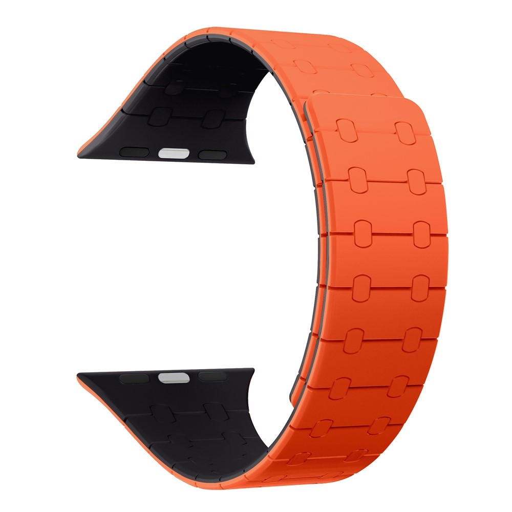 Magnetic silikónový remienok na Apple Watch Ultra 4/3/2/1 49mm/12/11/10 46mm - oranžový/tmavomodrý
