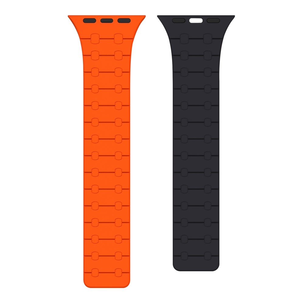 Magnetic silikónový remienok na Apple Watch Ultra 4/3/2/1 49mm/12/11/10 46mm - oranžový/tmavomodrý