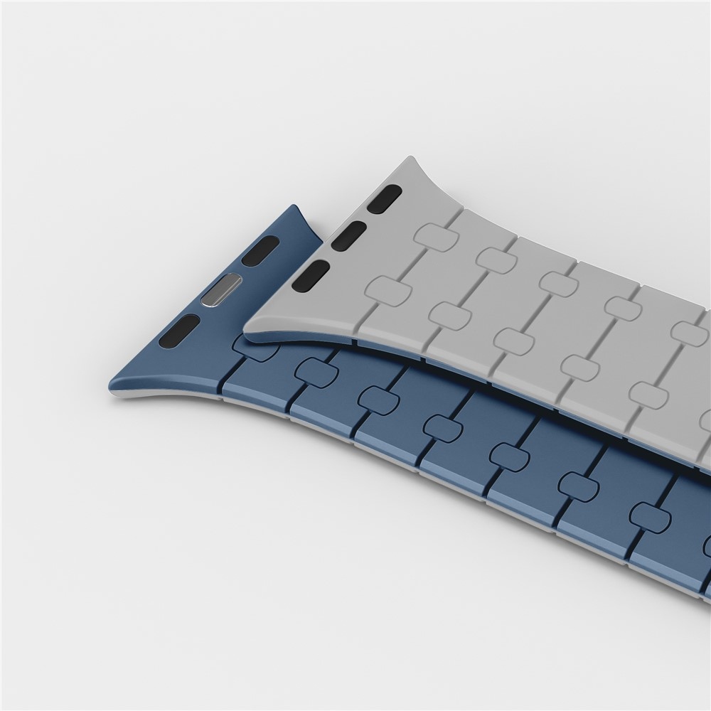 Magnetic silikónový remienok na Apple Watch Ultra 4/3/2/1 49mm/12/11/10 46mm - šedý/modrý