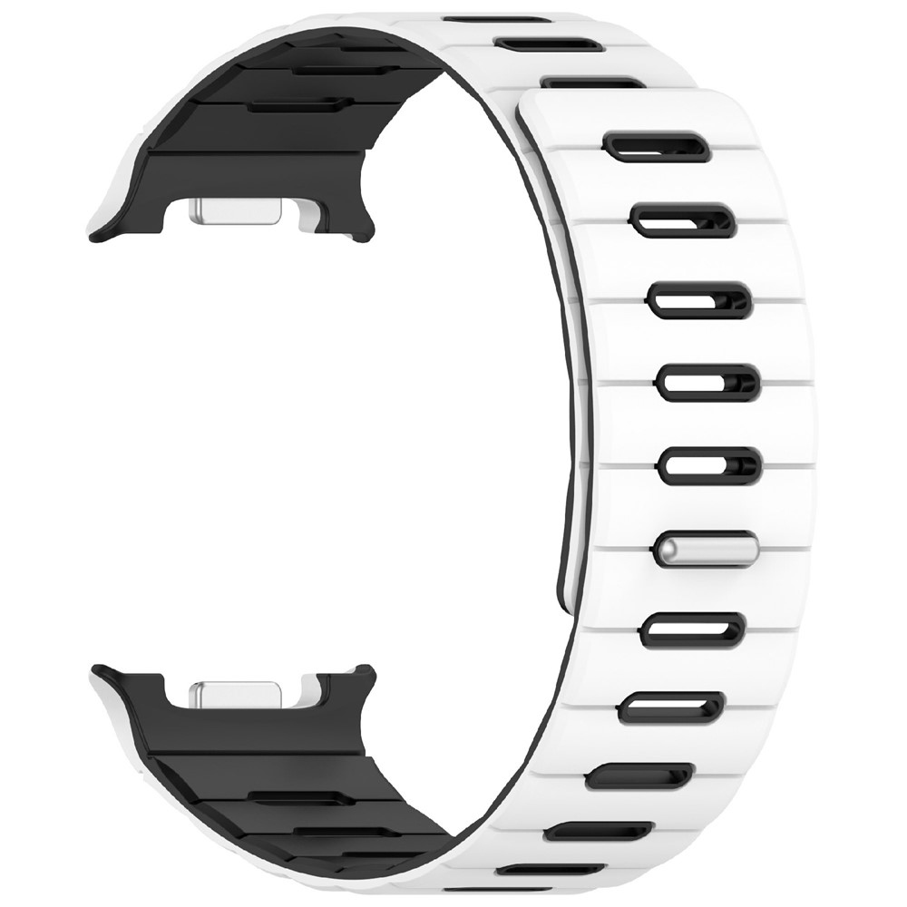 Magnetic silikónový remienok na Samsung Galaxy Watch9 40mm/44mm/Watch8 44mm/40mm/Watch8 Classic 46mm - biely/čierny