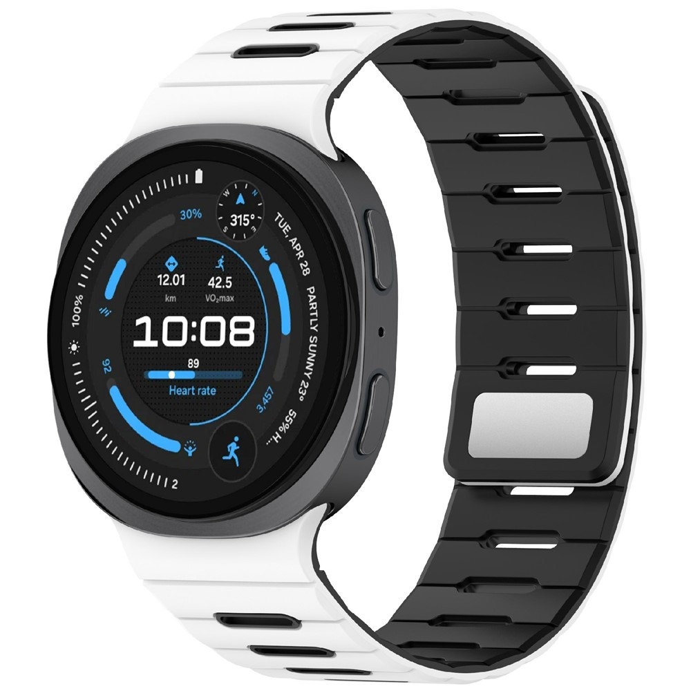 Magnetic silikónový remienok na Samsung Galaxy Watch9 40mm/44mm/Watch8 44mm/40mm/Watch8 Classic 46mm - biely/čierny