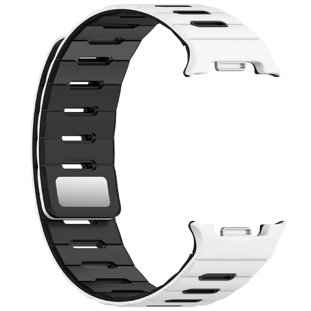 Magnetic silikónový remienok na Samsung Galaxy Watch9 40mm/44mm/Watch8 44mm/40mm/Watch8 Classic 46mm - biely/čierny