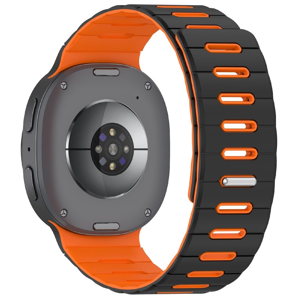 Magnetic silikónový remienok na Samsung Galaxy Watch9 40mm/44mm/Watch8 44mm/40mm/Watch8 Classic 46mm - čierny/oranžový