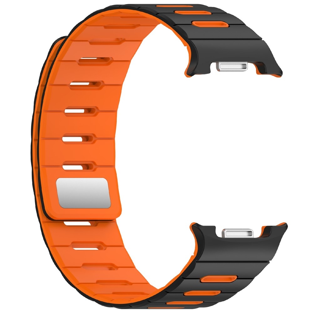 Magnetic silikónový remienok na Samsung Galaxy Watch9 40mm/44mm/Watch8 44mm/40mm/Watch8 Classic 46mm - čierny/oranžový