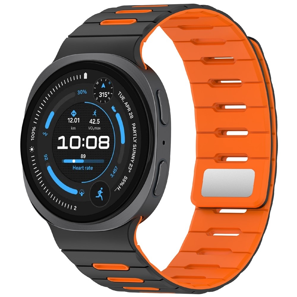 Magnetic silikónový remienok na Samsung Galaxy Watch9 40mm/44mm/Watch8 44mm/40mm/Watch8 Classic 46mm - čierny/oranžový