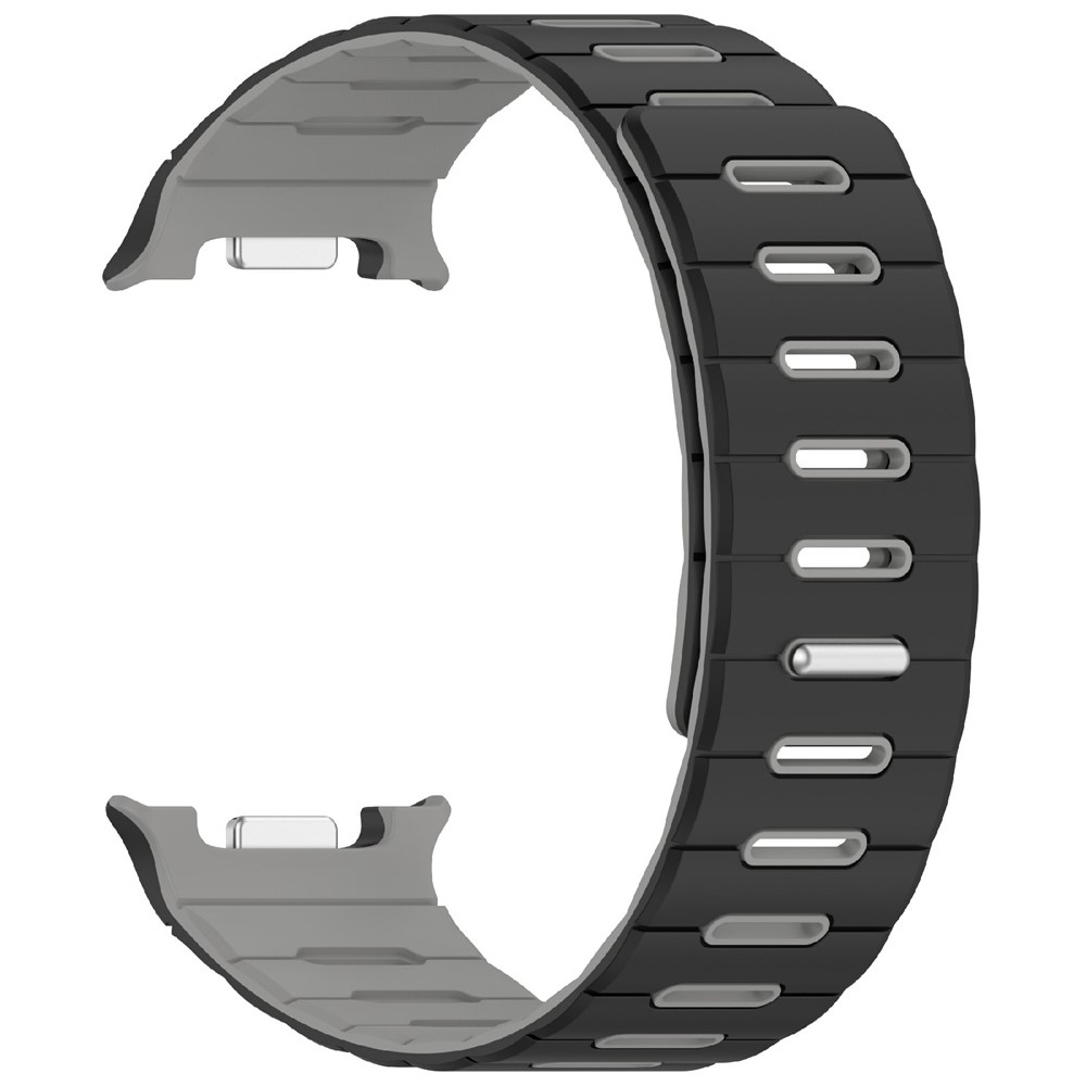 Magnetic silikónový remienok na Samsung Galaxy Watch9 40mm/44mm/Watch8 44mm/40mm/Watch8 Classic 46mm - čierny/sivý