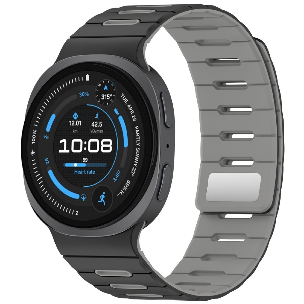 Magnetic silikónový remienok na Samsung Galaxy Watch9 40mm/44mm/Watch8 44mm/40mm/Watch8 Classic 46mm - čierny/sivý