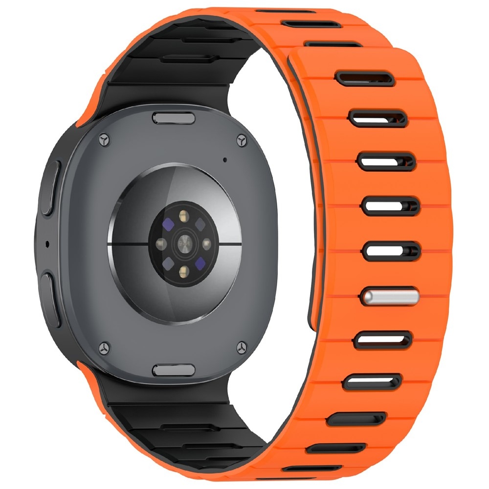 Magnetic silikónový remienok na Samsung Galaxy Watch9 40mm/44mm/Watch8 44mm/40mm/Watch8 Classic 46mm - oranžový/čierny
