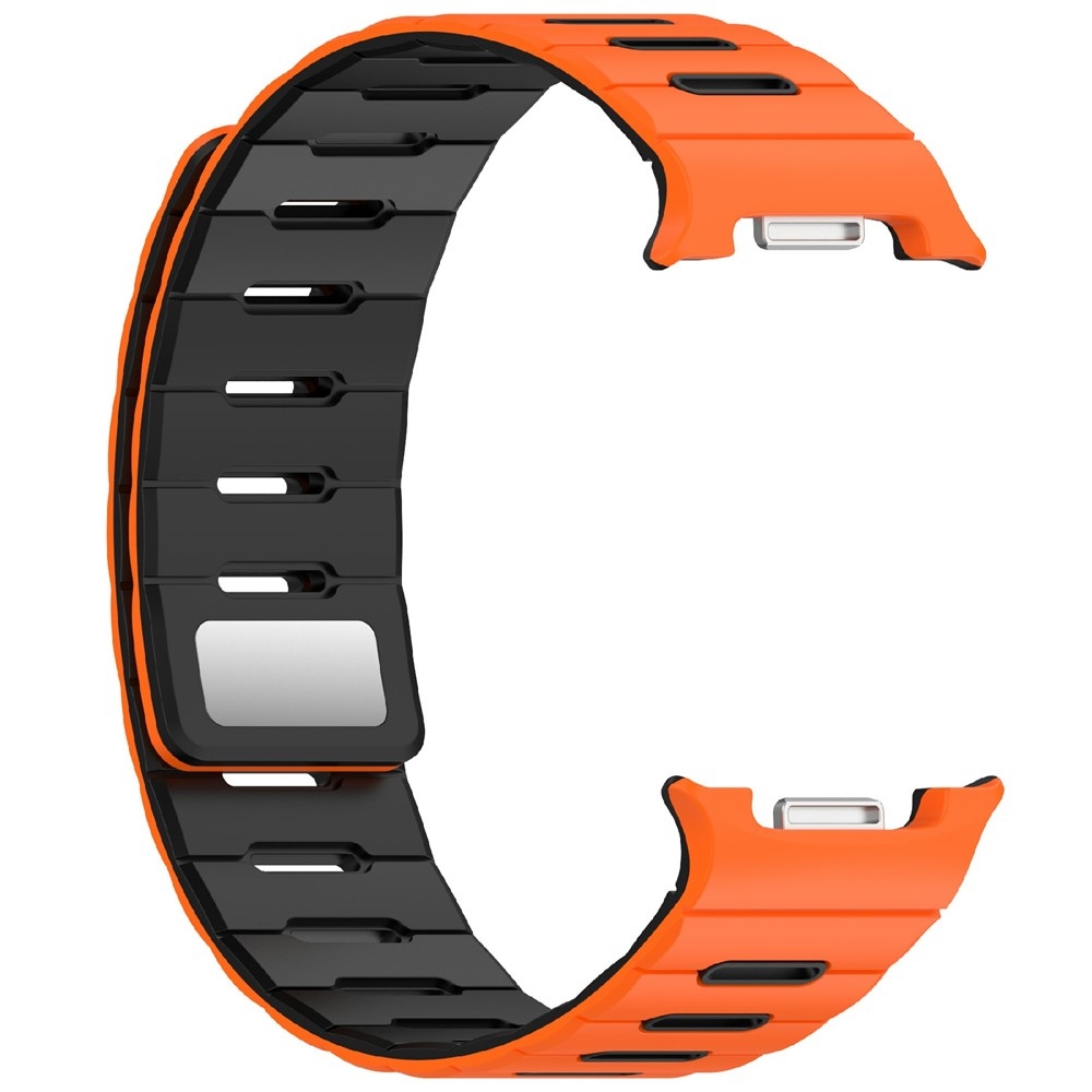 Magnetic silikónový remienok na Samsung Galaxy Watch9 40mm/44mm/Watch8 44mm/40mm/Watch8 Classic 46mm - oranžový/čierny