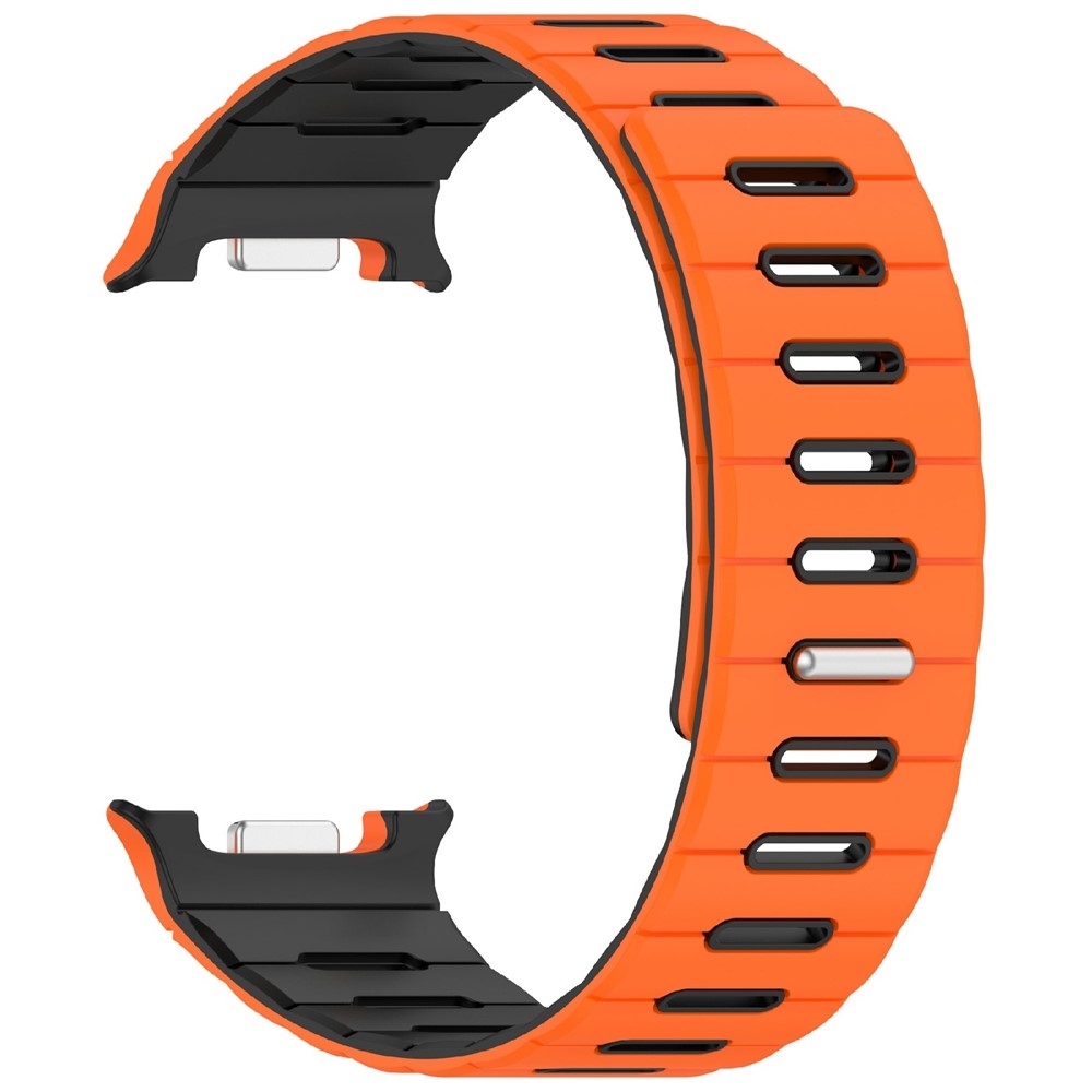 Magnetic silikónový remienok na Samsung Galaxy Watch9 40mm/44mm/Watch8 44mm/40mm/Watch8 Classic 46mm - oranžový/čierny