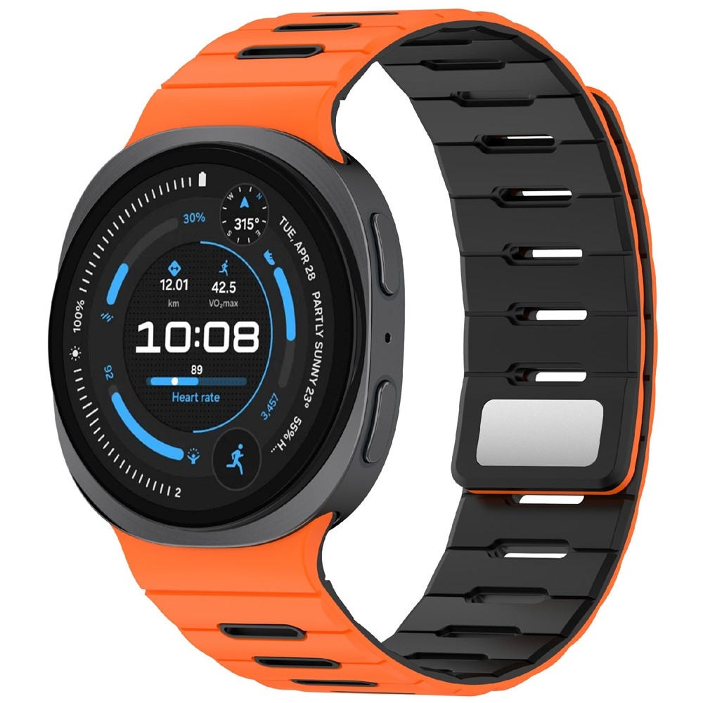 Magnetic silikónový remienok na Samsung Galaxy Watch9 40mm/44mm/Watch8 44mm/40mm/Watch8 Classic 46mm - oranžový/čierny