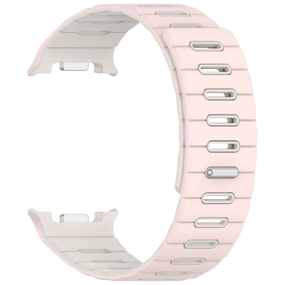Magnetic silikónový remienok na Samsung Galaxy Watch9 40mm/44mm/Watch8 44mm/40mm/Watch8 Classic 46mm - ružový/béžový
