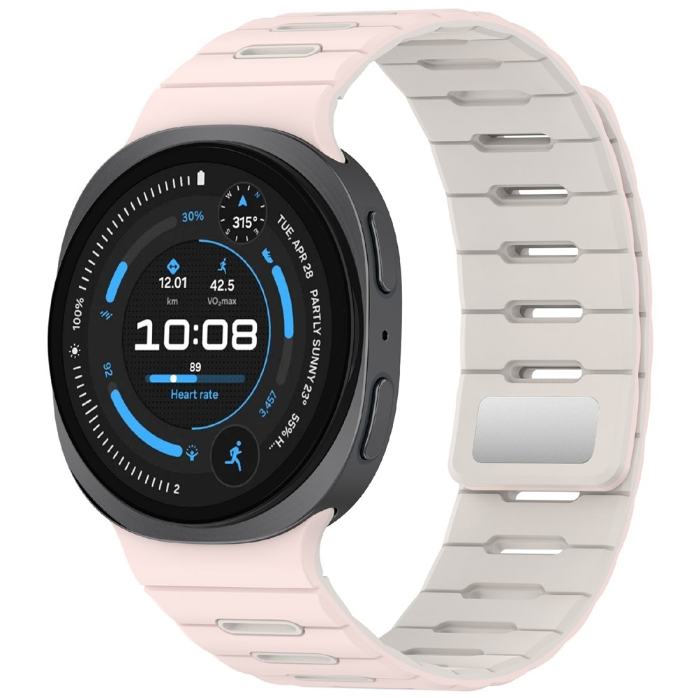 Magnetic silikónový remienok na Samsung Galaxy Watch9 40mm/44mm/Watch8 44mm/40mm/Watch8 Classic 46mm - ružový/béžový