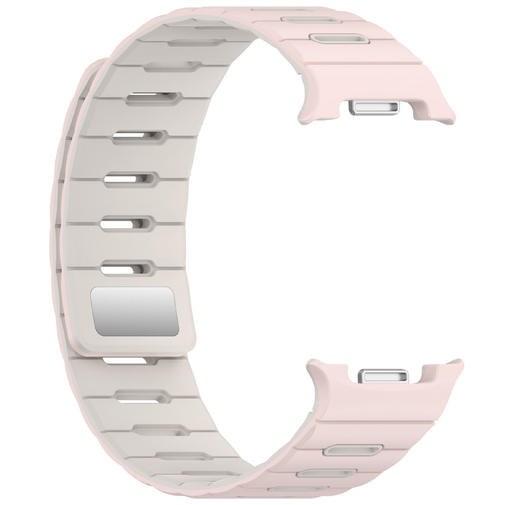 Magnetic silikónový remienok na Samsung Galaxy Watch9 40mm/44mm/Watch8 44mm/40mm/Watch8 Classic 46mm - ružový/béžový