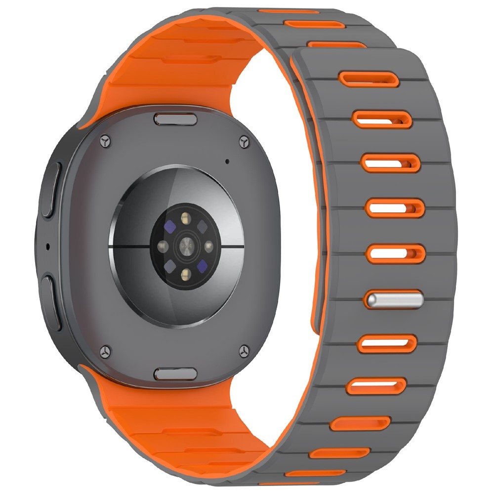Magnetic silikónový remienok na Samsung Galaxy Watch9 40mm/44mm/Watch8 44mm/40mm/Watch8 Classic 46mm - šedý/oranžový