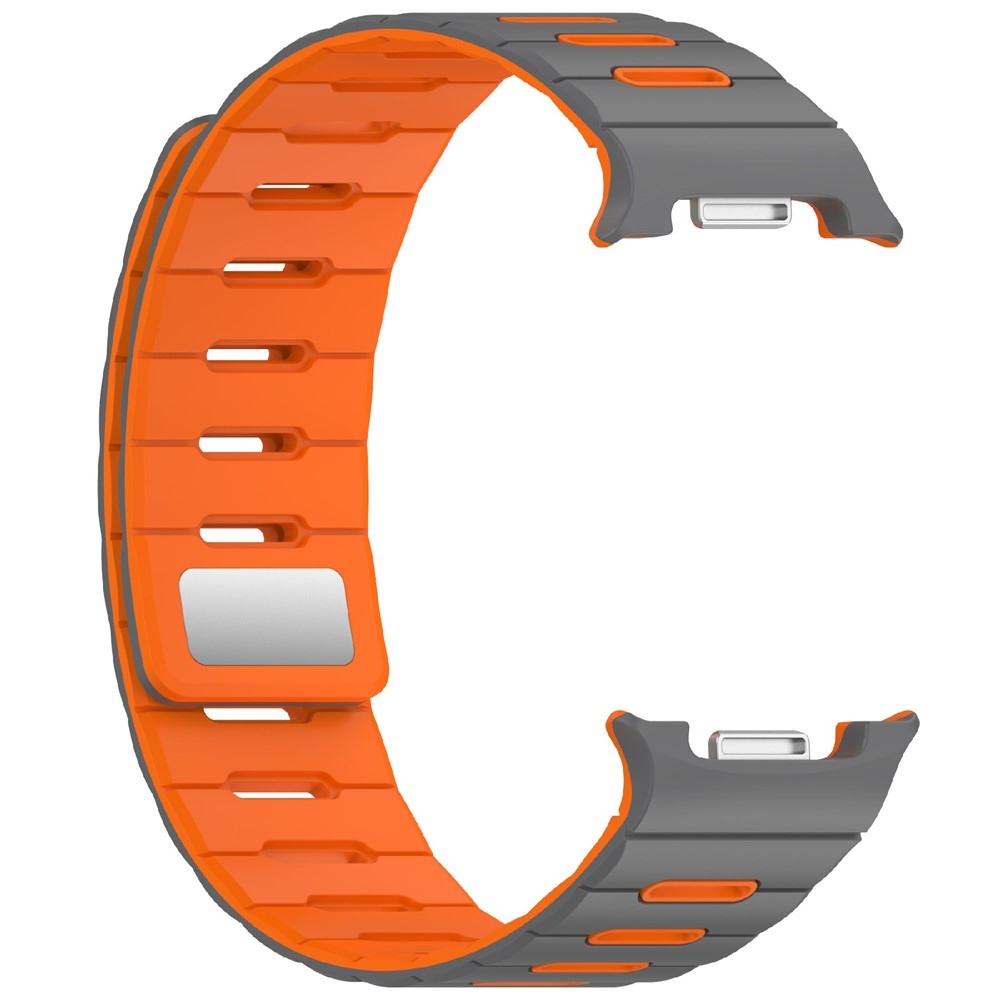 Magnetic silikónový remienok na Samsung Galaxy Watch9 40mm/44mm/Watch8 44mm/40mm/Watch8 Classic 46mm - šedý/oranžový
