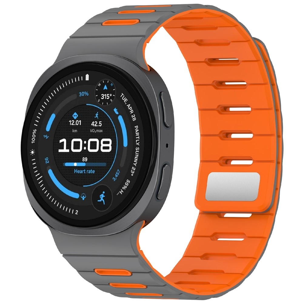 Magnetic silikónový remienok na Samsung Galaxy Watch9 40mm/44mm/Watch8 44mm/40mm/Watch8 Classic 46mm - šedý/oranžový