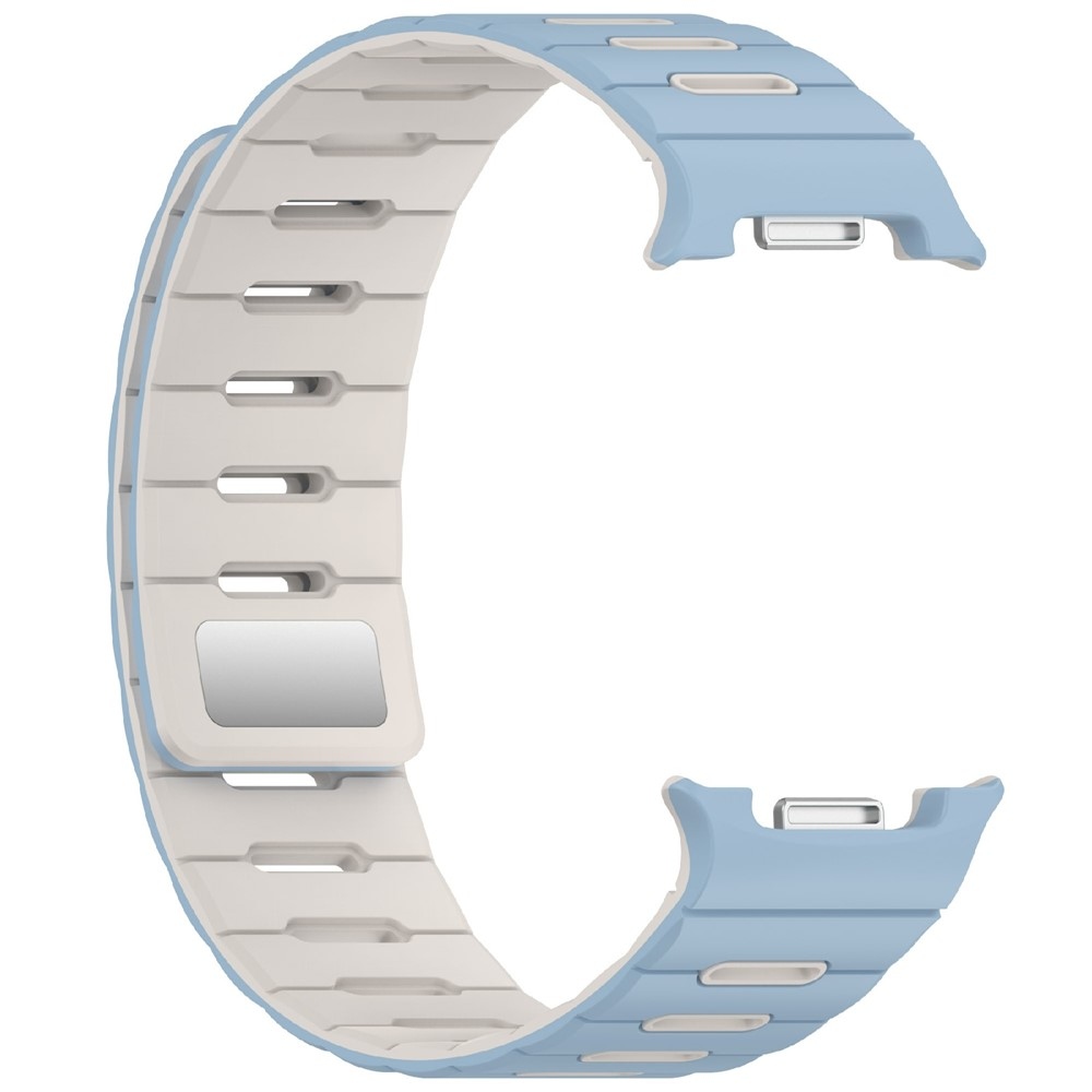 Magnetic silikónový remienok na Samsung Galaxy Watch9 40mm/44mm/Watch8 44mm/40mm/Watch8 Classic 46mm - svetlomodrý/béžový