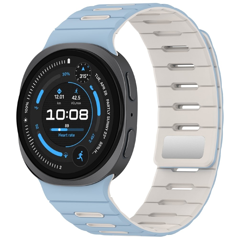 Magnetic silikónový remienok na Samsung Galaxy Watch9 40mm/44mm/Watch8 44mm/40mm/Watch8 Classic 46mm - svetlomodrý/béžový
