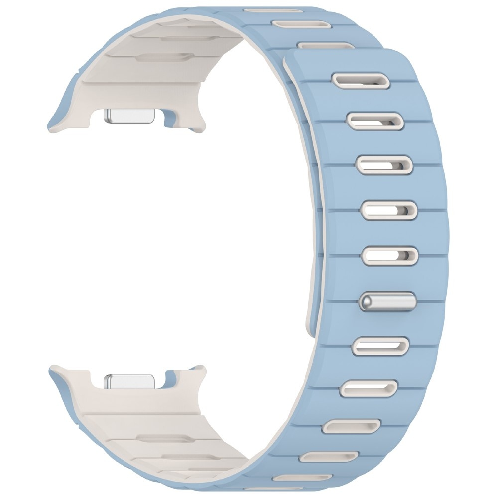 Magnetic silikónový remienok na Samsung Galaxy Watch9 40mm/44mm/Watch8 44mm/40mm/Watch8 Classic 46mm - svetlomodrý/béžový