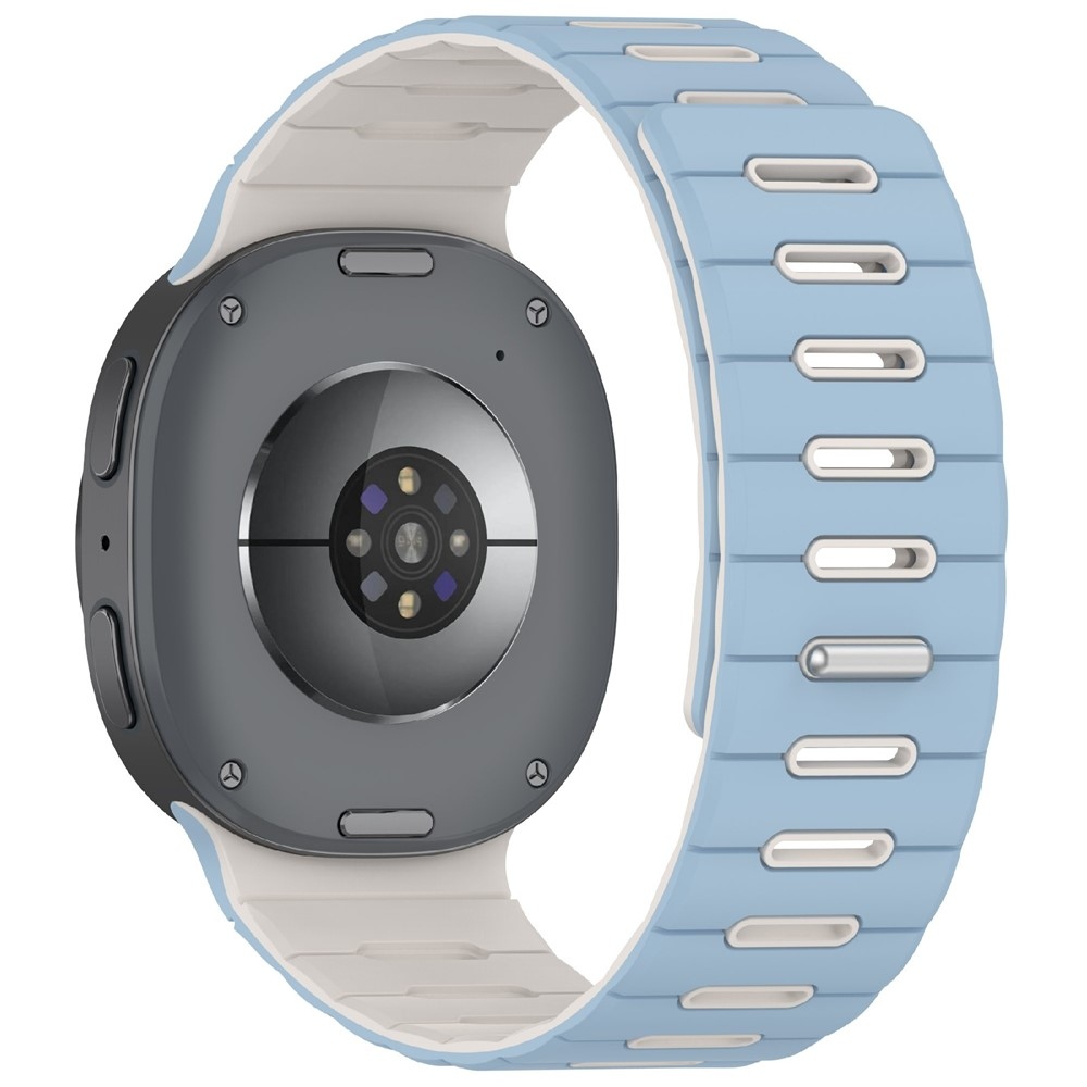 Magnetic silikónový remienok na Samsung Galaxy Watch9 40mm/44mm/Watch8 44mm/40mm/Watch8 Classic 46mm - svetlomodrý/béžový