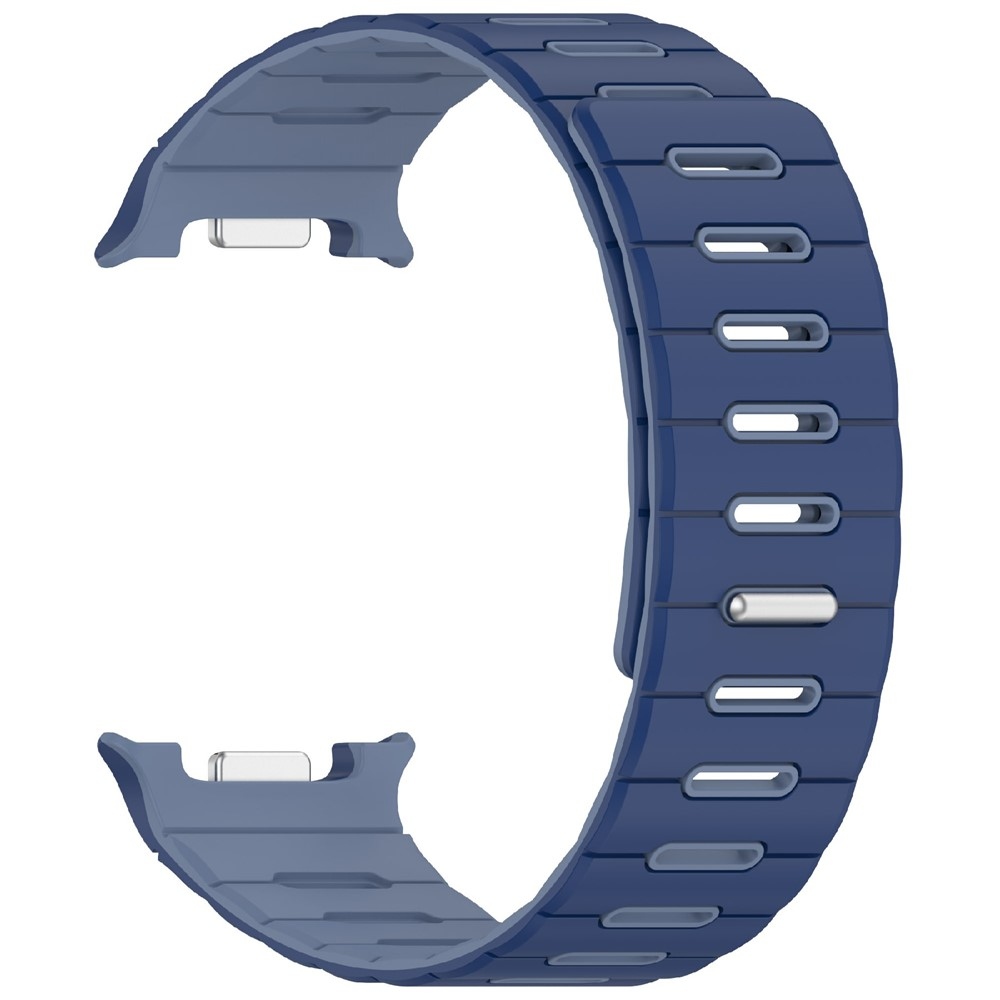 Magnetic silikónový remienok na Samsung Galaxy Watch9 40mm/44mm/Watch8 44mm/40mm/Watch8 Classic 46mm - tmavomodrý/svetlomodrý