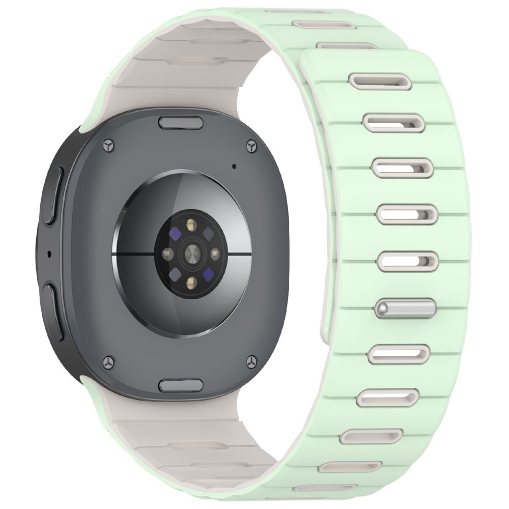 Magnetic silikónový remienok na Samsung Galaxy Watch9 40mm/44mm/Watch8 44mm/40mm/Watch8 Classic 46mm - zelený/béžový