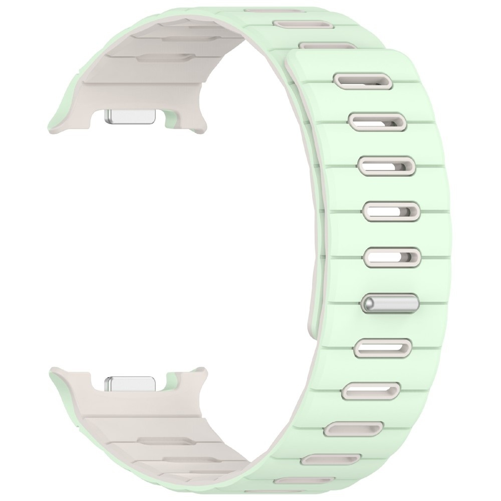 Magnetic silikónový remienok na Samsung Galaxy Watch9 40mm/44mm/Watch8 44mm/40mm/Watch8 Classic 46mm - zelený/béžový