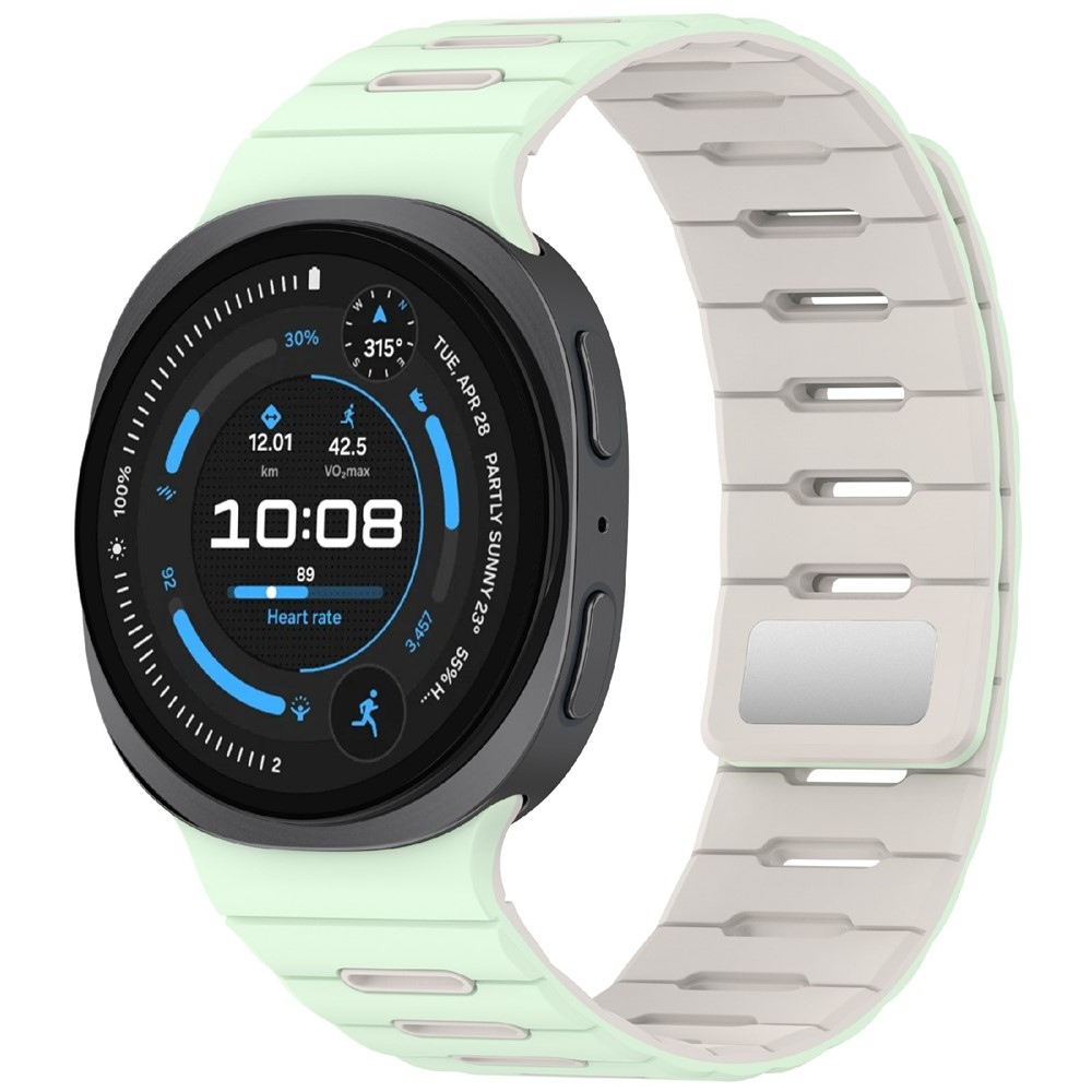 Magnetic silikónový remienok na Samsung Galaxy Watch9 40mm/44mm/Watch8 44mm/40mm/Watch8 Classic 46mm - zelený/béžový