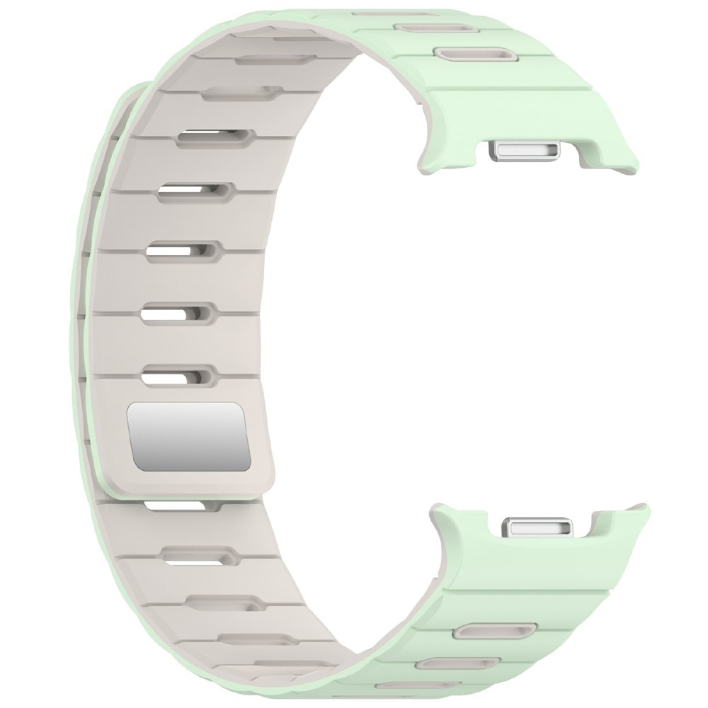 Magnetic silikónový remienok na Samsung Galaxy Watch9 40mm/44mm/Watch8 44mm/40mm/Watch8 Classic 46mm - zelený/béžový