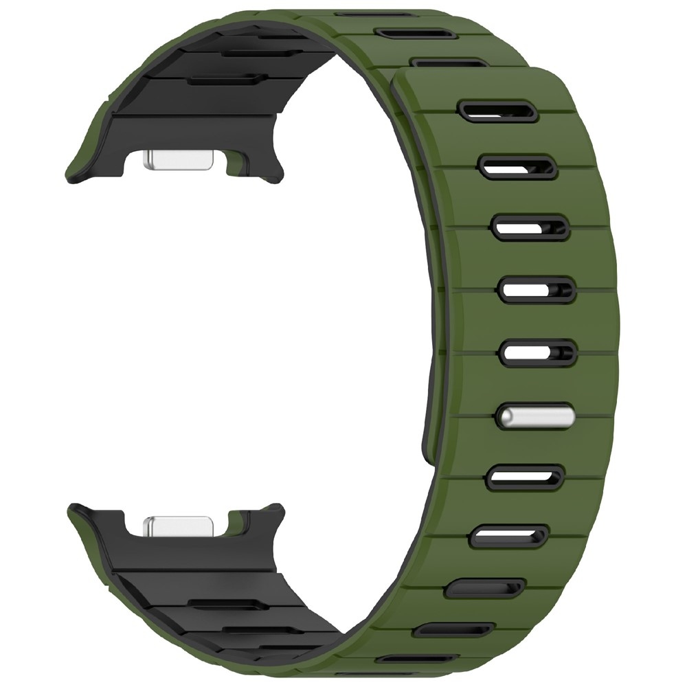 Magnetic silikónový remienok na Samsung Galaxy Watch9 40mm/44mm/Watch8 44mm/40mm/Watch8 Classic 46mm - zelený/čierny