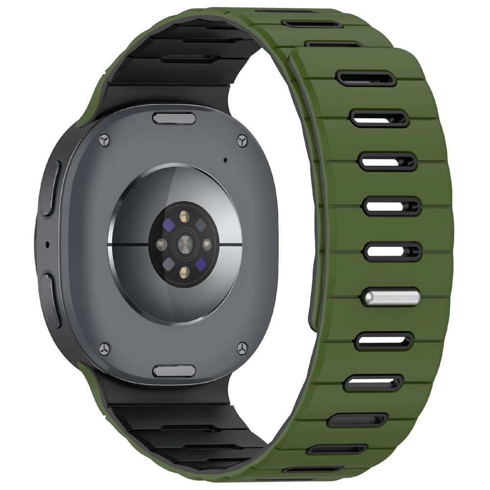 Magnetic silikónový remienok na Samsung Galaxy Watch9 40mm/44mm/Watch8 44mm/40mm/Watch8 Classic 46mm - zelený/čierny
