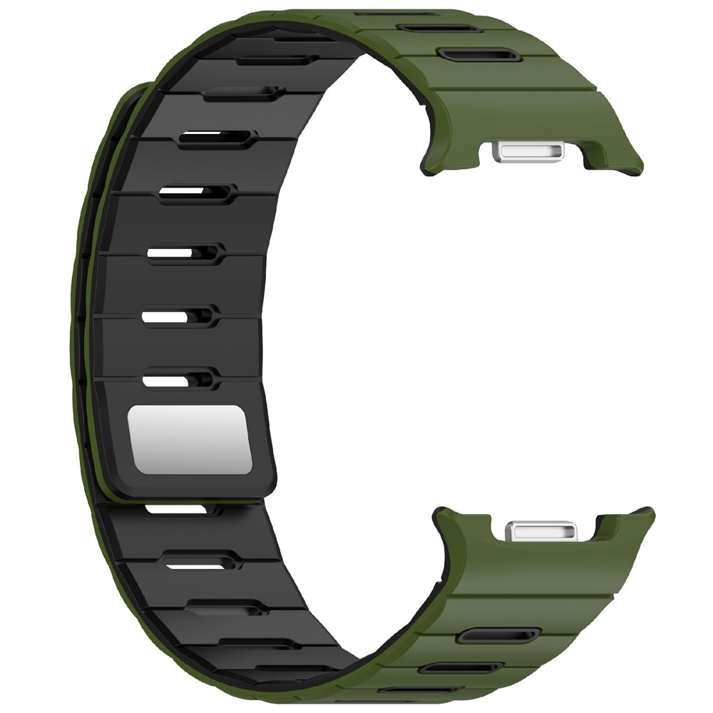 Magnetic silikónový remienok na Samsung Galaxy Watch9 40mm/44mm/Watch8 44mm/40mm/Watch8 Classic 46mm - zelený/čierny