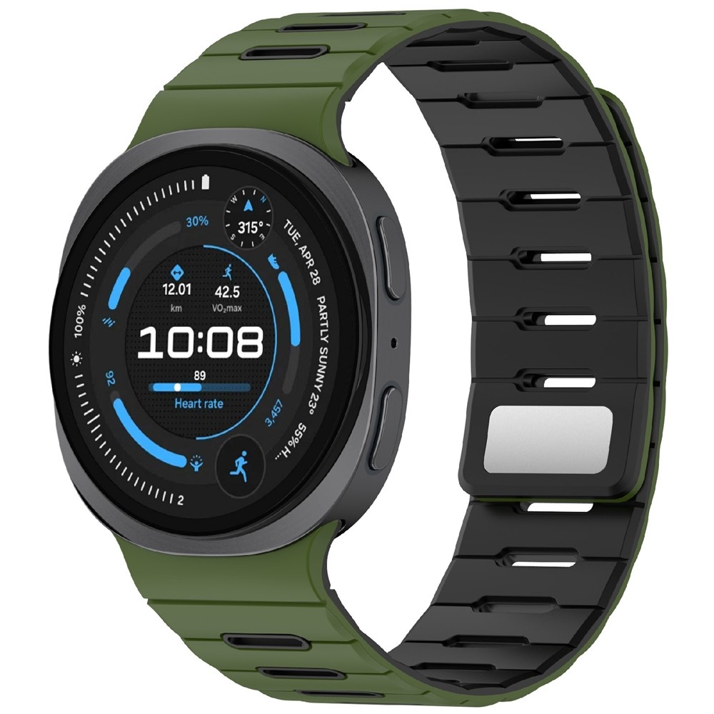 Magnetic silikónový remienok na Samsung Galaxy Watch9 40mm/44mm/Watch8 44mm/40mm/Watch8 Classic 46mm - zelený/čierny