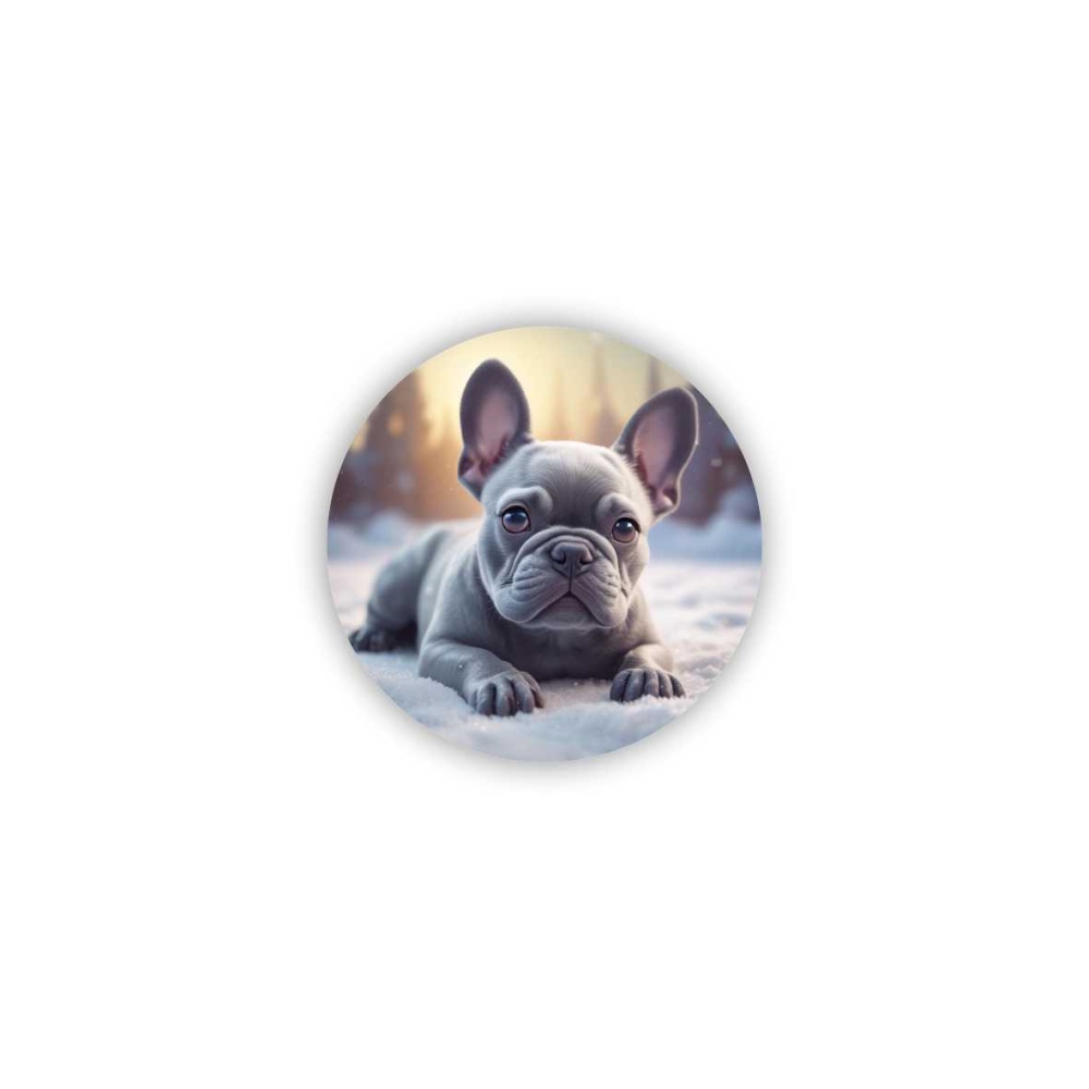 Magnetka 60x60mm v tvare kruhu - buldoček v snehu