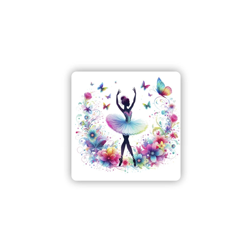 Magnetka 65x65mm v tvare štvorca - baletka v kvetoch