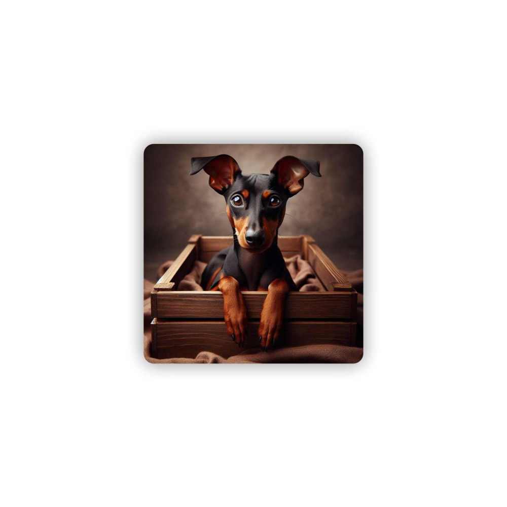 Magnetka 65x65mm v tvare štvorca - malý elegán v debničke