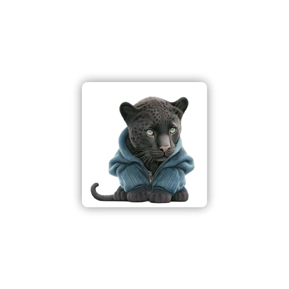 Magnetka 65x65mm v tvare štvorca - panter v mikine