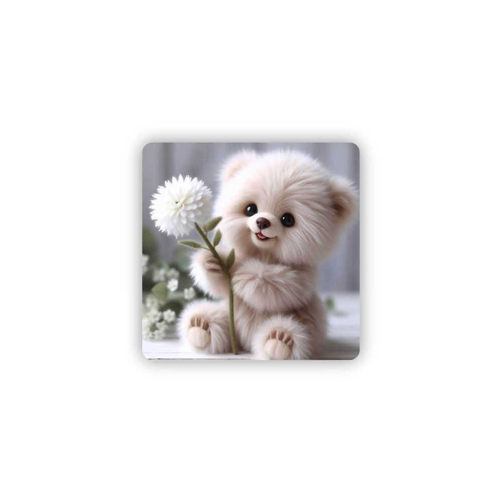 Magnetka 65x65mm v tvare štvorca - plyšový medvedík