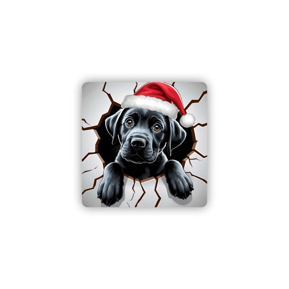 Magnetka 65x65mm v tvare štvorca - vianočné šteňa