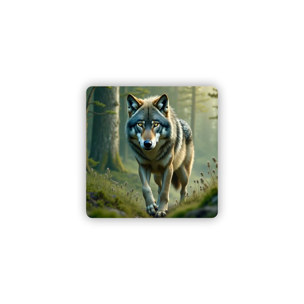 Magnetka 65x65mm v tvare štvorca - vlčí strážca