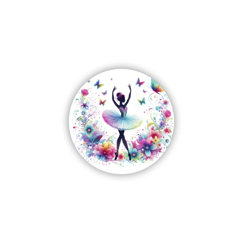 Magnetka 65x65mm v tvare kruhu - baletka v kvetoch
