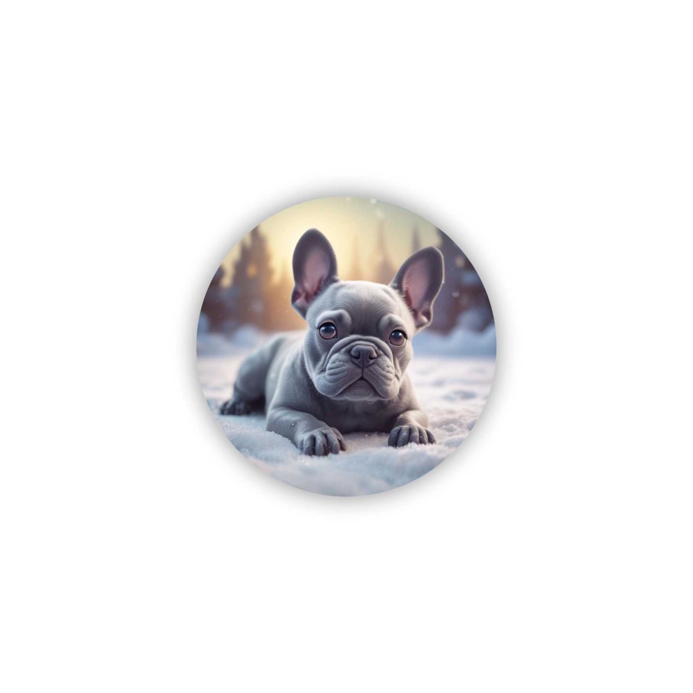 Magnetka 65x65mm v tvare kruhu - buldoček v snehu