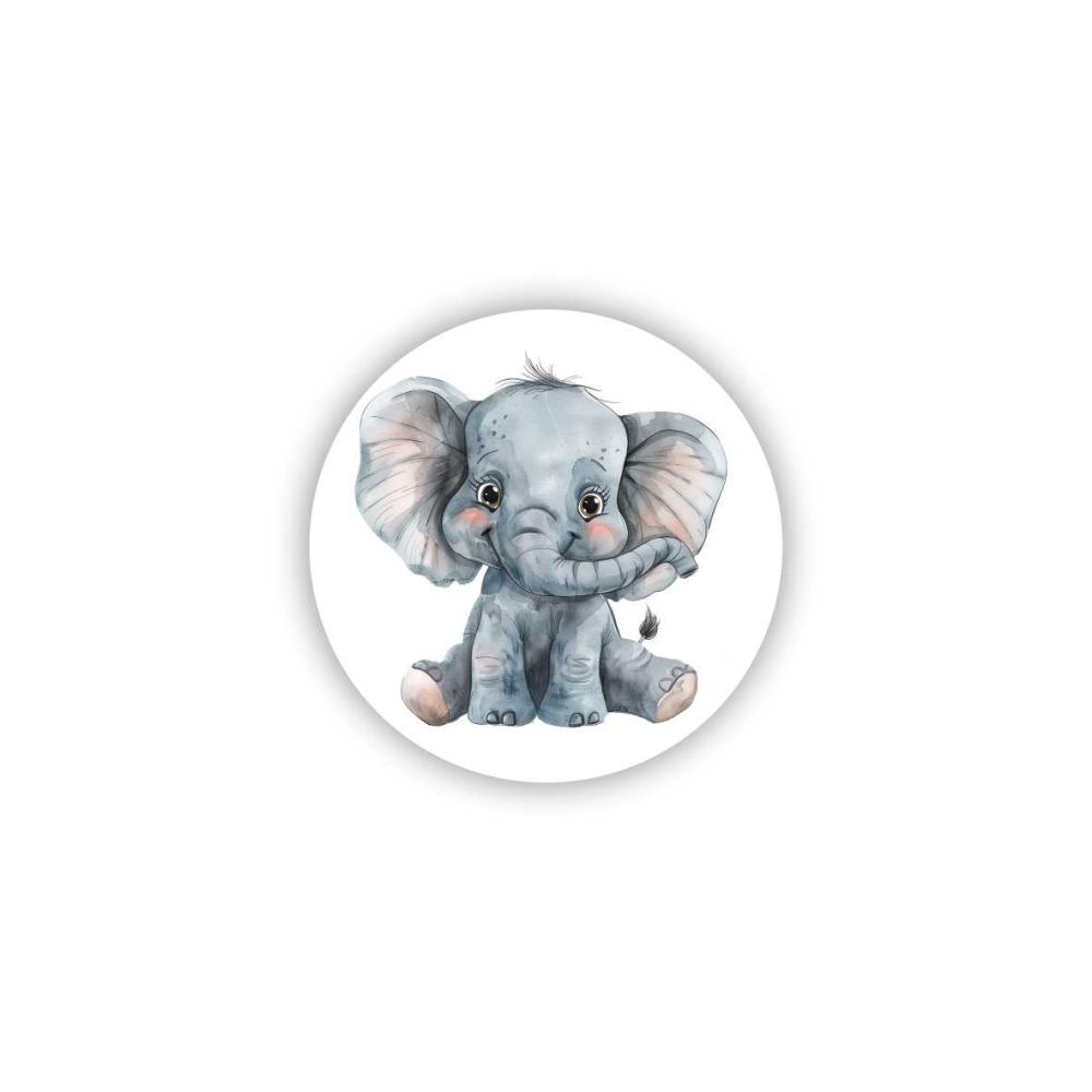 Magnetka 65x65mm v tvare kruhu - malé usmievavé sloník