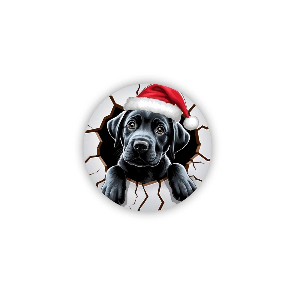 Magnetka 65x65mm v tvare kruhu - vianočné šteňa