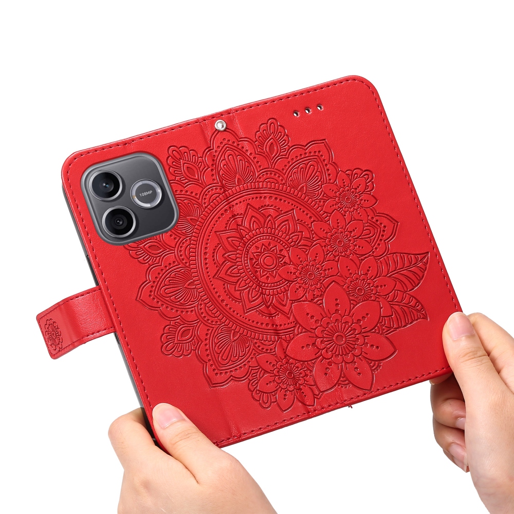Mandala knižkové puzdro na Honor 600 Lite 5G - červené
